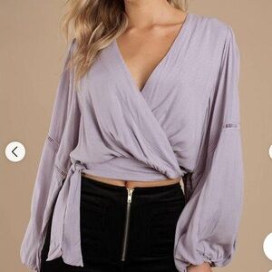 Free People Boho Balloon Sleeve Wrap Blouse – Dusty Lavender Size Small
